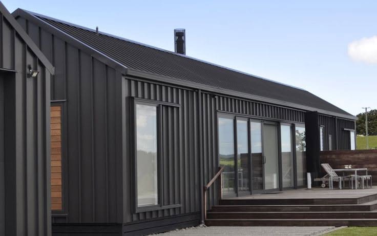 Modern dark metal roof and wall cladding